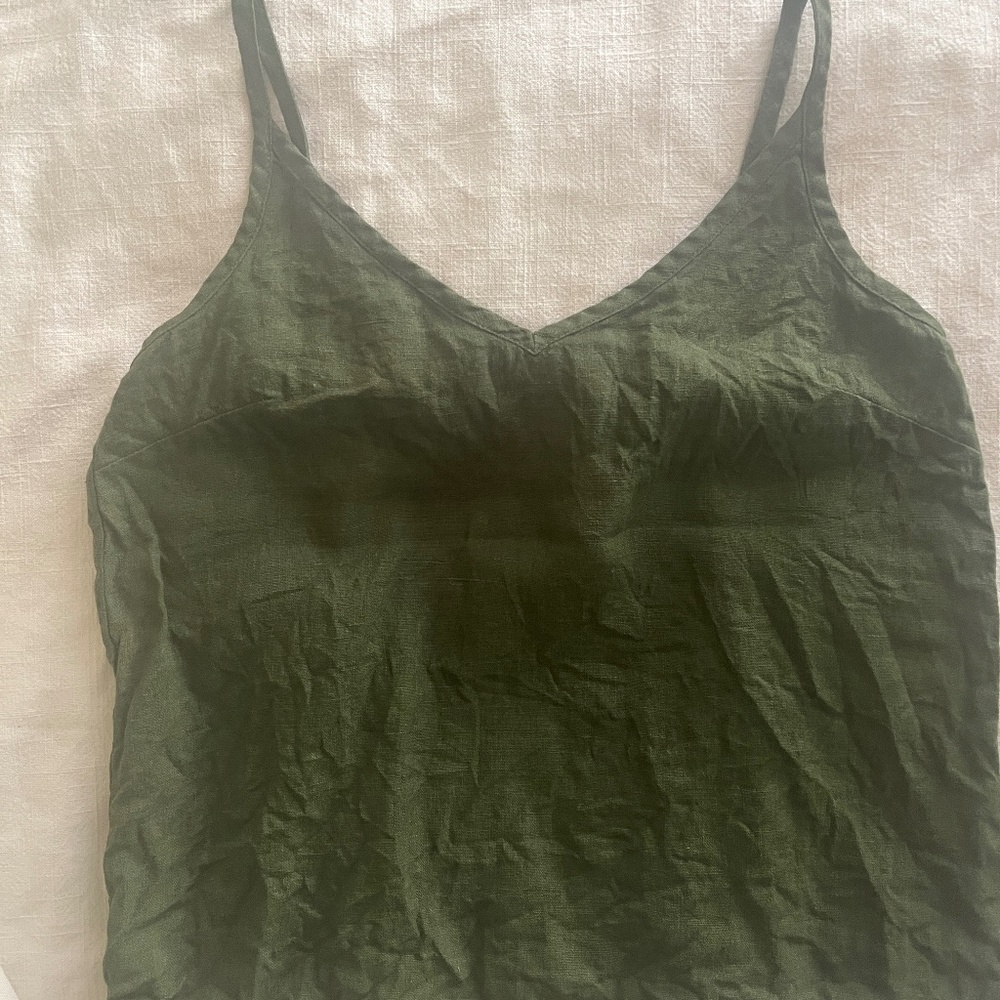Not Perfect Linen Green 100% Linen Cami